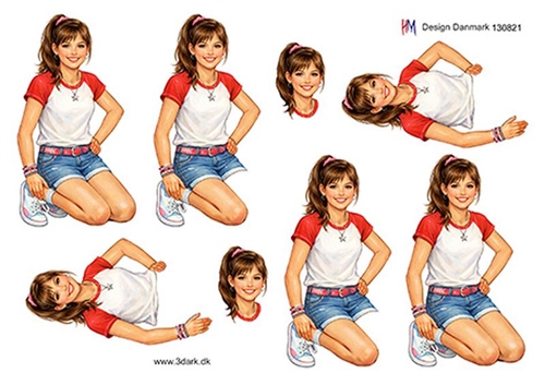 3D Pige der sidder på knæ